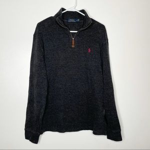 Polo Ralph Lauren Charcoal Grey 1/4 Zip Pullover Sweater Men’s Medium